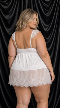 White Lace Cap-Sleeve Cami Set