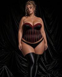 Black Satin Corset with Red Accents